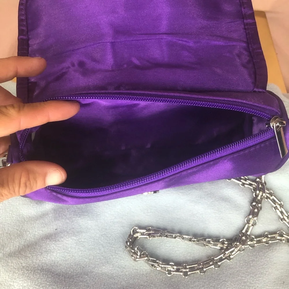 NWOT Prom Purple Crossbody Clutch Bag with Chain Strap
